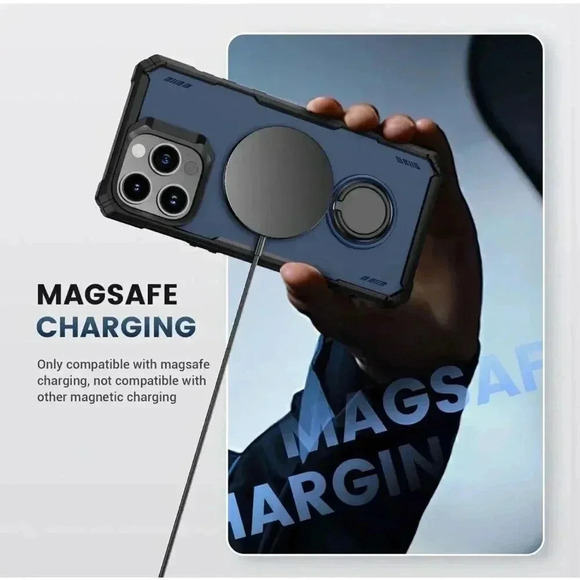 Ring Stand Case for iPhone 15 Pro 6.1” Magnetic Charging Rotatable Kickstand - Picture 4 of 10